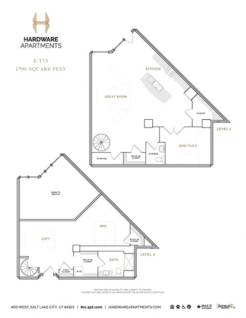 Floor plan for 1 bed, 1 bath, 1806 sqft
